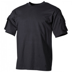 Koszulka T-shirt MFH czarny z kieszonką na ramionach