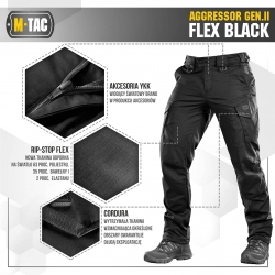 M-Tac Spodnie taktyczne Aggressor Flex Black